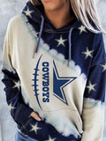 Contrast Star Print Pocket Long Sleeve Hoodie Shopvhs.com