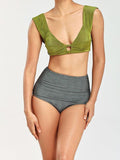 Coral Fleece Bikini Split High Waist Knitted Swimsuit Shopvhs.com