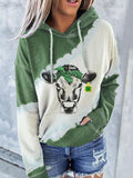Cow Print Pocket Long Sleeve Hoody Shopvhs.com
