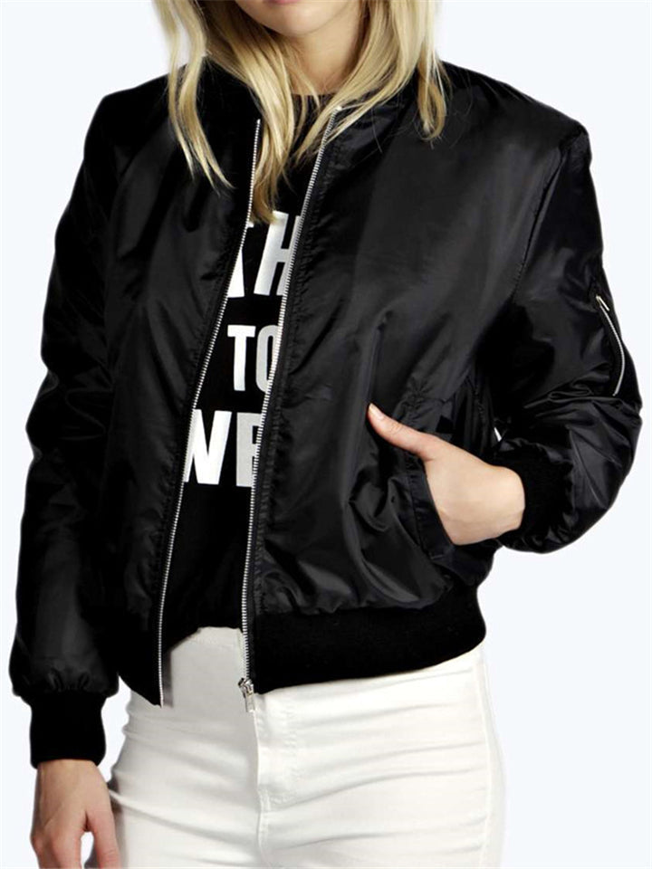 Cozy Solid Color Zipper Short Jacket With Pockets For Women Shopvhs.com