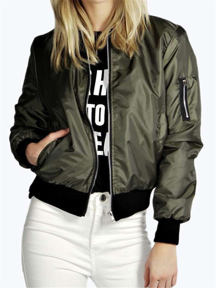 Cozy Solid Color Zipper Short Jacket With Pockets For Women Shopvhs.com