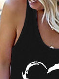 Crew Neck Heart Print Vest Shopvhs.com