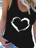 Crew Neck Heart Print Vest Shopvhs.com