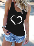 Crew Neck Heart Print Vest Shopvhs.com