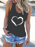 Crew Neck Heart Print Vest Shopvhs.com