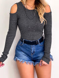 Crew Neck Strapless Long Sleeve Knit Sweaters Shopvhs.com
