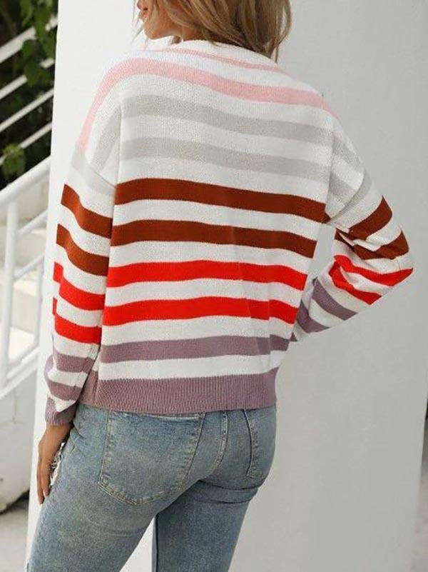 Crew Neck Striped Sweater Shopvhs.com