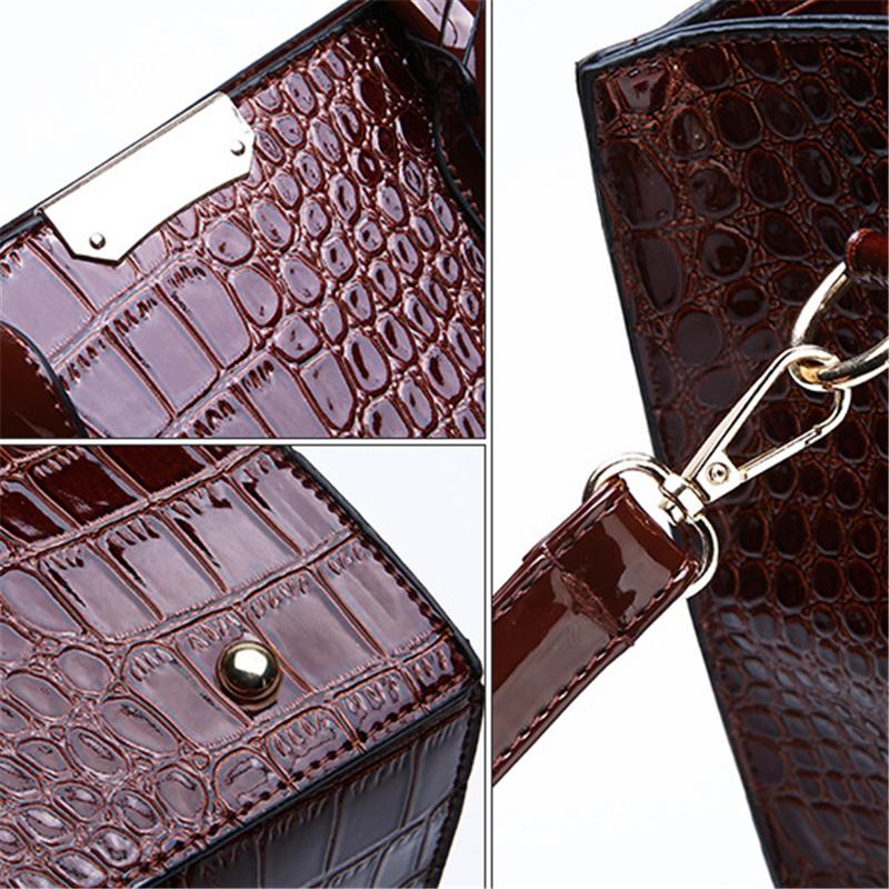 Crocodile Pattern 3 Piece Tote Bag Crossbody Bag Handbag Shopvhs.com