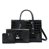 Crocodile Pattern 3 Piece Tote Bag Crossbody Bag Handbag Shopvhs.com