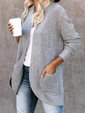 Curved Placket Pockets Sweater Cardigan Shopvhs.com