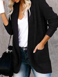 Curved Placket Pockets Sweater Cardigan Shopvhs.com