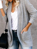 Curved Placket Pockets Sweater Cardigan Shopvhs.com