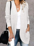 Curved Placket Pockets Sweater Cardigan Shopvhs.com