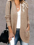 Curved Placket Pockets Sweater Cardigan Shopvhs.com