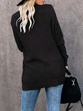 Curved Placket Pockets Sweater Cardigan Shopvhs.com