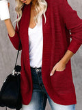 Curved Placket Pockets Sweater Cardigan Shopvhs.com