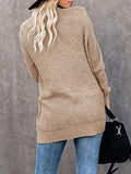 Curved Placket Pockets Sweater Cardigan Shopvhs.com