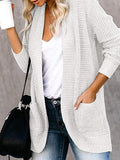 Curved Placket Pockets Sweater Cardigan Shopvhs.com