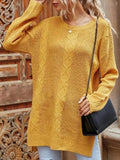 Drop Shoulder High Low Slit Tunic Sweater Shopvhs.com