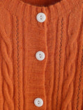 Drop Shoulder Pointelle Knit Button Up Cardigan Shopvhs.com
