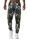 Elastic Waist Drawstring Mid-Rise Vibrant Graphic Print Track Pants Shopvhs.com