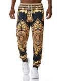 Elastic Waist Drawstring Mid-Rise Vibrant Graphic Print Track Pants Shopvhs.com