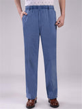 Elasticated Waistband Straight Leg Front Zipper Fastening Pocket Linen Pants Shopvhs.com