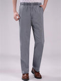 Elasticated Waistband Straight Leg Front Zipper Fastening Pocket Linen Pants