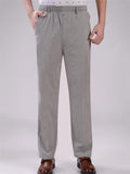 Elasticated Waistband Straight Leg Front Zipper Fastening Pocket Linen Pants Shopvhs.com