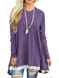 Elegant Lace Hem Long Sleeve Loose T-Shirt Shopvhs.com