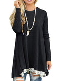 Elegant Lace Hem Long Sleeve Loose T-Shirt Shopvhs.com