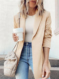 Elegant Mid-Length Open Front Lapel Slim Women'S Coat Shopvhs.com