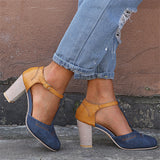 Elegant Retro Buckle Strap Chunky Heel Pumps Sandals Shopvhs.com