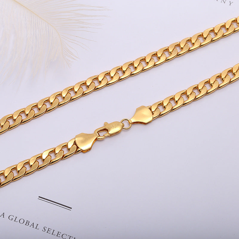 Elegant Shimmering Gold-Tone Lobster Claw Fastening Chain-Link Necklace Shopvhs.com