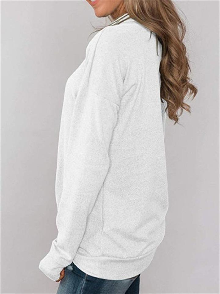 Elegant Simple Cowl Neck Solid Color Pullover Long-Sleeved T-Shirt Shopvhs.com