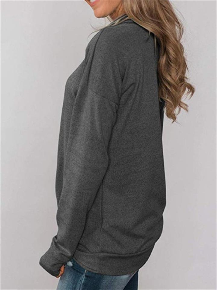 Elegant Simple Cowl Neck Solid Color Pullover Long-Sleeved T-Shirt Shopvhs.com