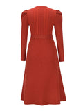 Elegant Tie Waist Long-Sleeved Knitted Sweater Dress Shopvhs.com