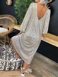 Elegant V Neck Long Sleeve Shimmering Sequined Pullover Dress Shopvhs.com