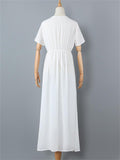 Elegant V-Neck Short Sleeve Side High Split Dress Shopvhs.com