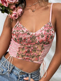 Embroidered Flower Belted Tank Top Shopvhs.com