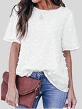 Embroidered Tulle Fake Two-piece Chiffon Short Sleeve T-shirts Shopvhs.com