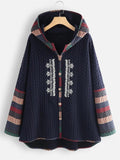 Ethnic Print Button-Up Longsleeve Hooded Coat Shopvhs.com