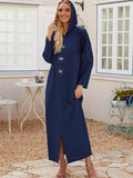 Ethnic Style Front Slit Rhinestone Deco Hooded Ankle Length Shift Dress Shopvhs.com