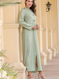 Ethnic Style Front Slit Rhinestone Deco Hooded Ankle Length Shift Dress Shopvhs.com