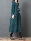 Ethnic Style Stand Collar Long Sleeve Floral Embroidered Pocket Midi Dress Shopvhs.com