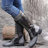 Exquisite Floral Printed Lace Up Boots For Women Shopvhs.com