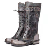 Exquisite Floral Printed Lace Up Boots For Women Shopvhs.com