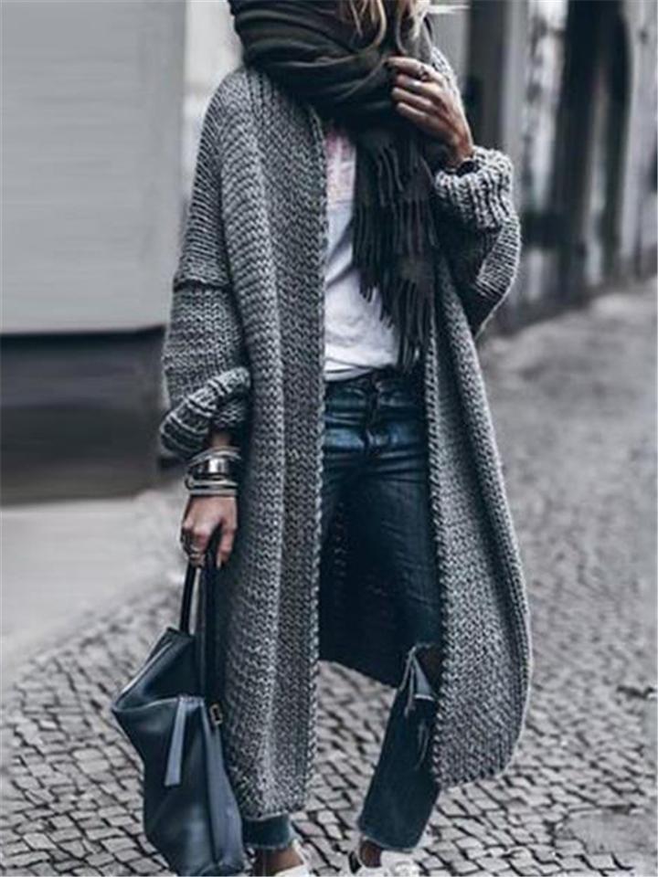 Extra Comfortable Open Front Woolen Long Knit Sweater Coat Shopvhs.com