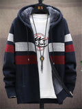 Extra Cozy Full Zipper Pocket Striped Knitted Hooded Coat