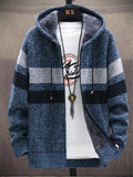 Extra Cozy Full Zipper Pocket Striped Knitted Hooded Coat Shopvhs.com